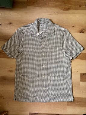 Madewell Men's Short-Sleeve Button-Down Shirt in Black, Sage & White Check